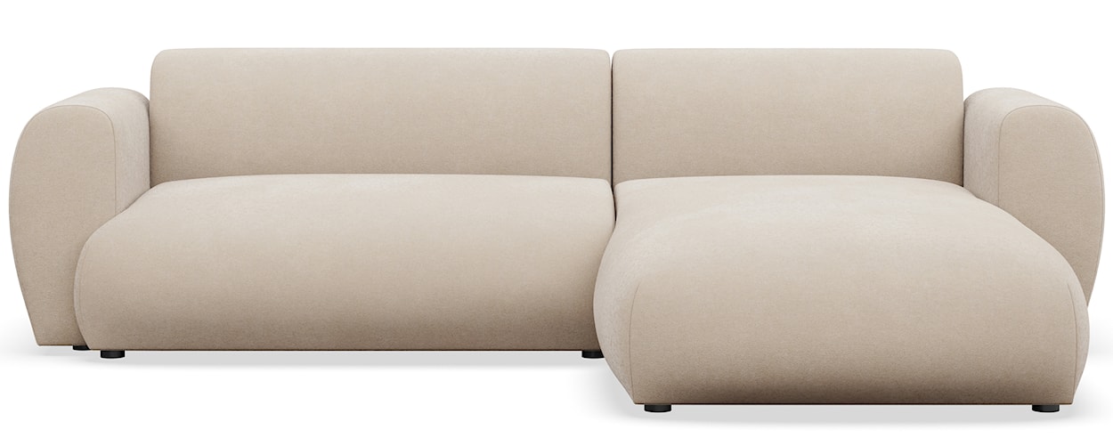 Narożnik z funkcją spania Emia L-kształtny prawostronny kremowy szenil łatwoczyszczący 