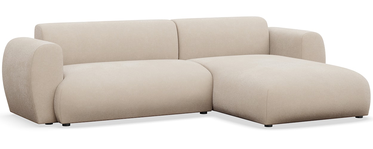 Narożnik z funkcją spania Emia L-kształtny prawostronny kremowy szenil łatwoczyszczący  - zdjęcie 5