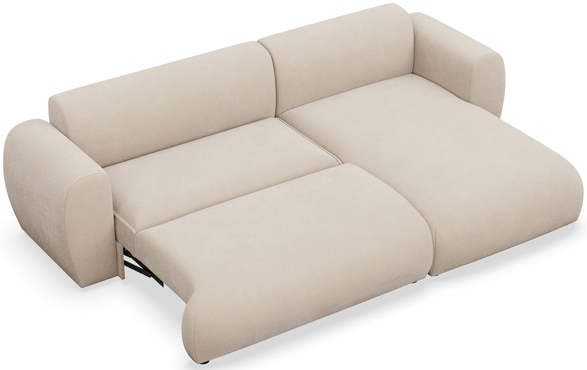 Narożnik z funkcją spania Emia L-kształtny prawostronny kremowy szenil łatwoczyszczący  - zdjęcie 3