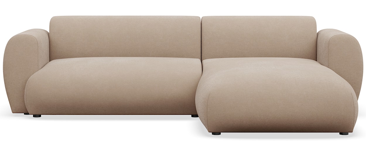 Narożnik z funkcją spania Emia L-kształtny prawostronny beżowy szenil łatwoczyszczący 