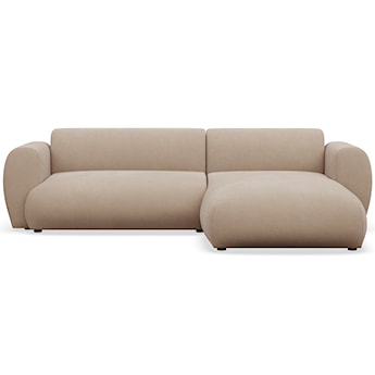 Narożnik z funkcją spania Emia L-kształtny prawostronny beżowy szenil łatwoczyszczący