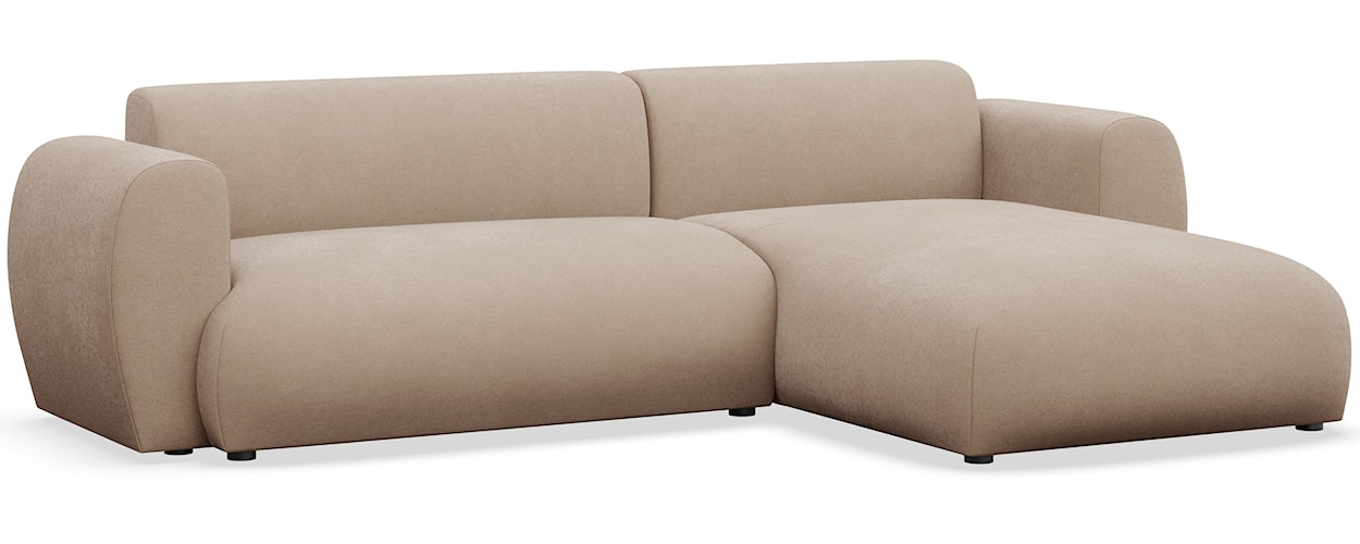 Narożnik z funkcją spania Emia L-kształtny prawostronny beżowy szenil łatwoczyszczący  - zdjęcie 5
