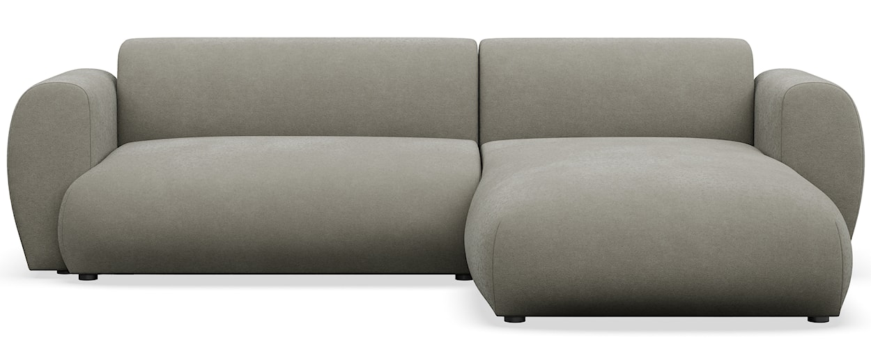 Narożnik z funkcją spania Emia L-kształtny prawostronny jasnoszary szenil łatwoczyszczący 