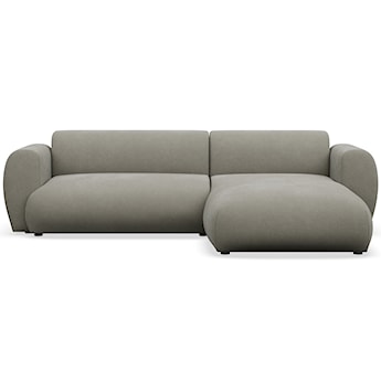 Narożnik z funkcją spania Emia L-kształtny prawostronny jasnoszary szenil łatwoczyszczący