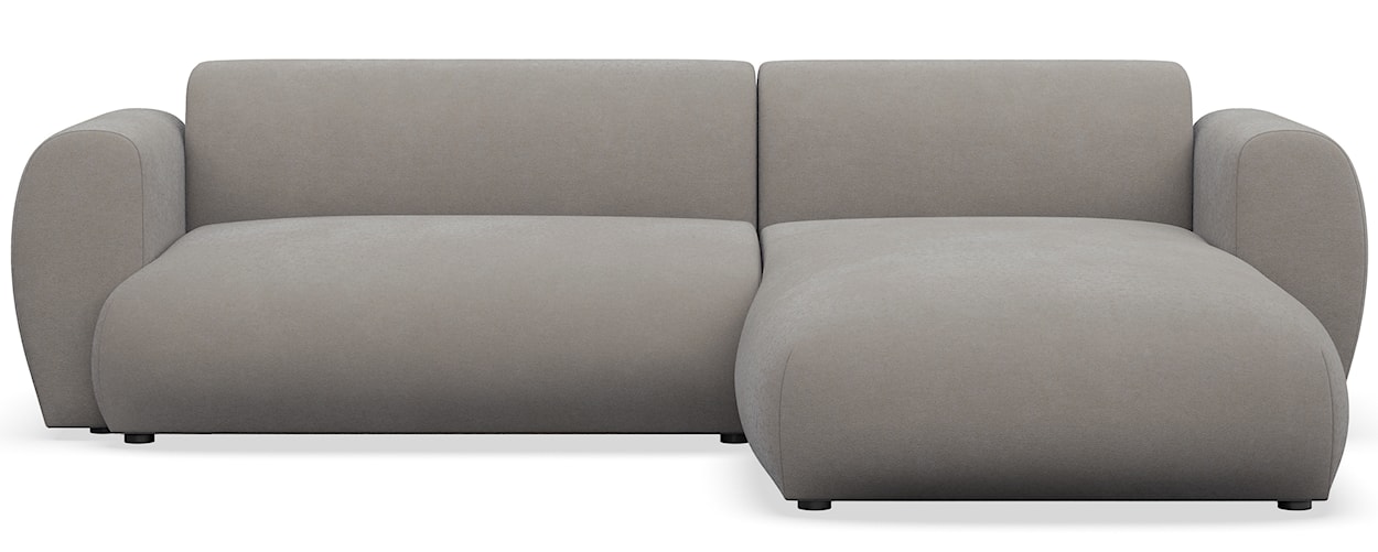 Narożnik z funkcją spania Emia L-kształtny prawostronny szarobeżowy szenil łatwoczyszczący 