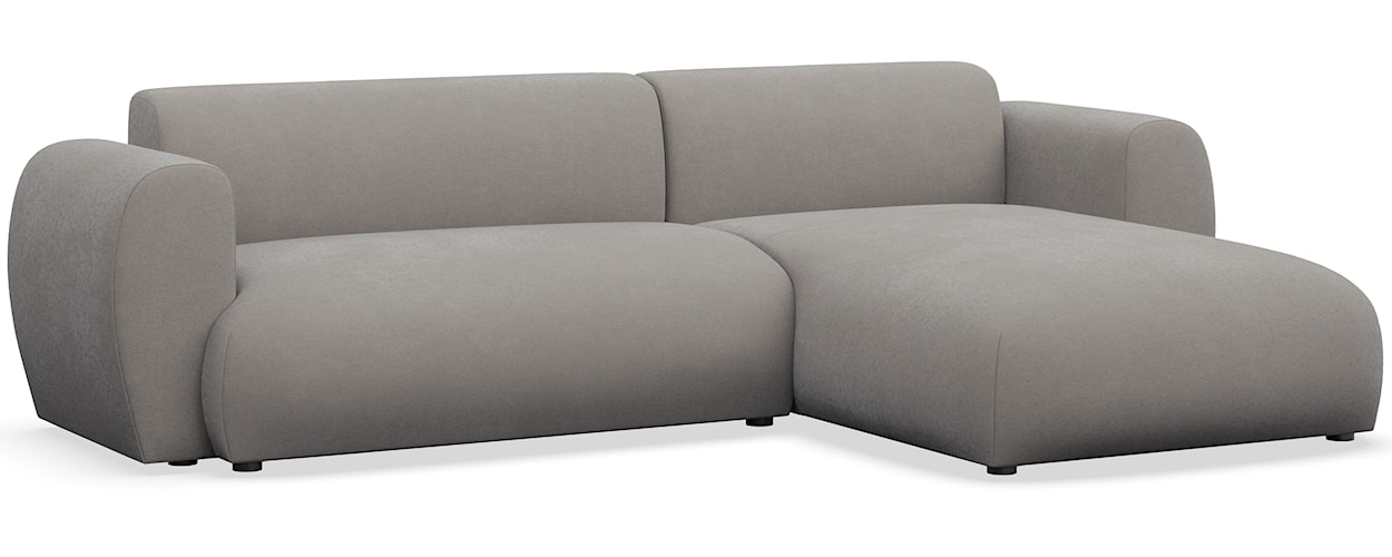 Narożnik z funkcją spania Emia L-kształtny prawostronny szarobeżowy szenil łatwoczyszczący  - zdjęcie 5