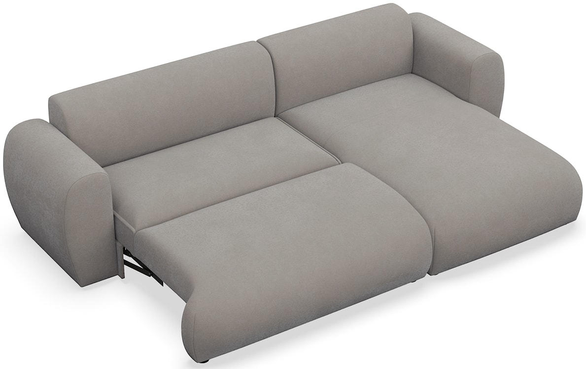 Narożnik z funkcją spania Emia L-kształtny prawostronny szarobeżowy szenil łatwoczyszczący  - zdjęcie 3