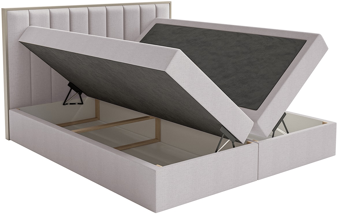 Łóżko kontynentalne 160x200 cm Togents z pojemnikami i topperem szare szenil hydrofobowy  - zdjęcie 6