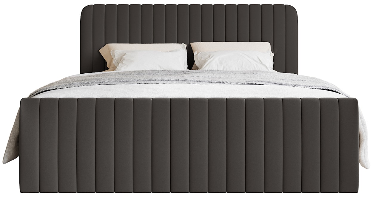 Łóżko kontynentalne 180x200 cm Saliano z pojemnikami i topperem grafitowe szenil hydrofobowy  - zdjęcie 5