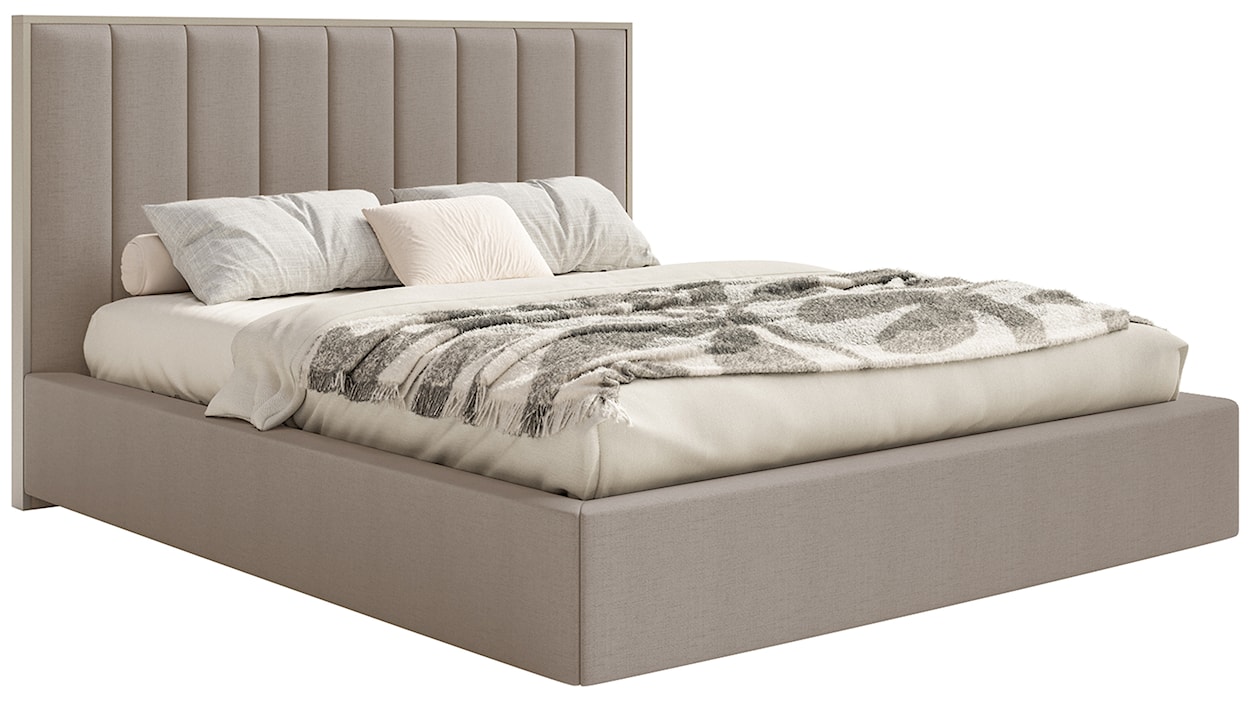 Łóżko tapicerowane 180x200 cm Togents z oświetleniem LED brązowe szenil hydrofobowy