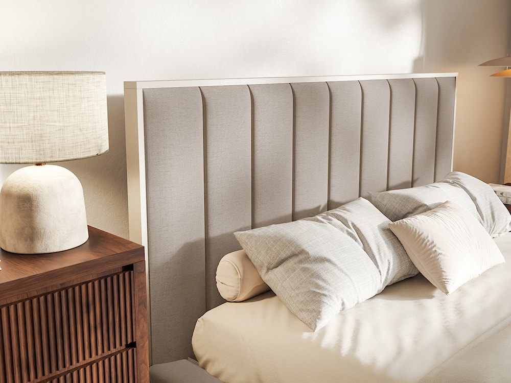 Łóżko tapicerowane 140x200 cm Togents z oświetleniem LED brązowe szenil hydrofobowy  - zdjęcie 4