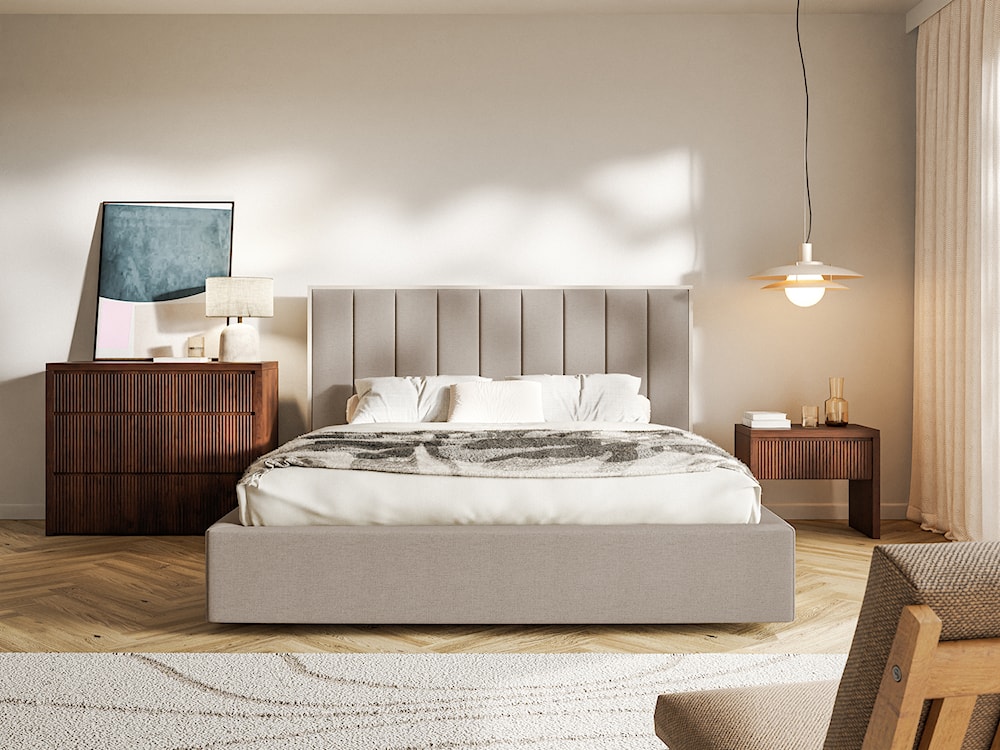 Łóżko tapicerowane 140x200 cm Togents brązowe szenil hydrofobowy  - zdjęcie 2