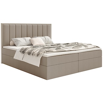 Łóżko kontynentalne 140x200 cm Togents z pojemnikami i topperem brązowe szenil hydrofobowy