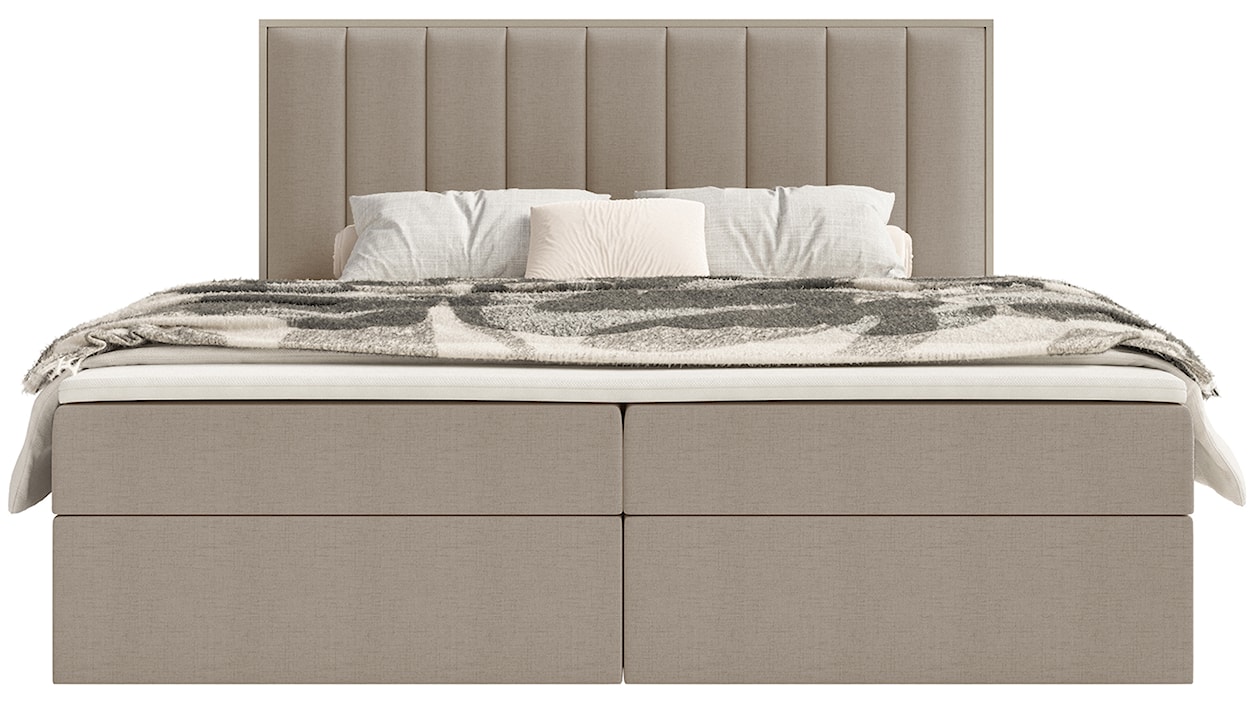 Łóżko kontynentalne 160x200 cm Togents z pojemnikami i topperem brązowe szenil hydrofobowy  - zdjęcie 5