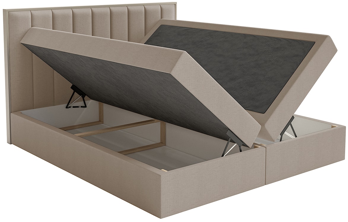 Łóżko kontynentalne 160x200 cm Togents z pojemnikami i topperem brązowe szenil hydrofobowy  - zdjęcie 6
