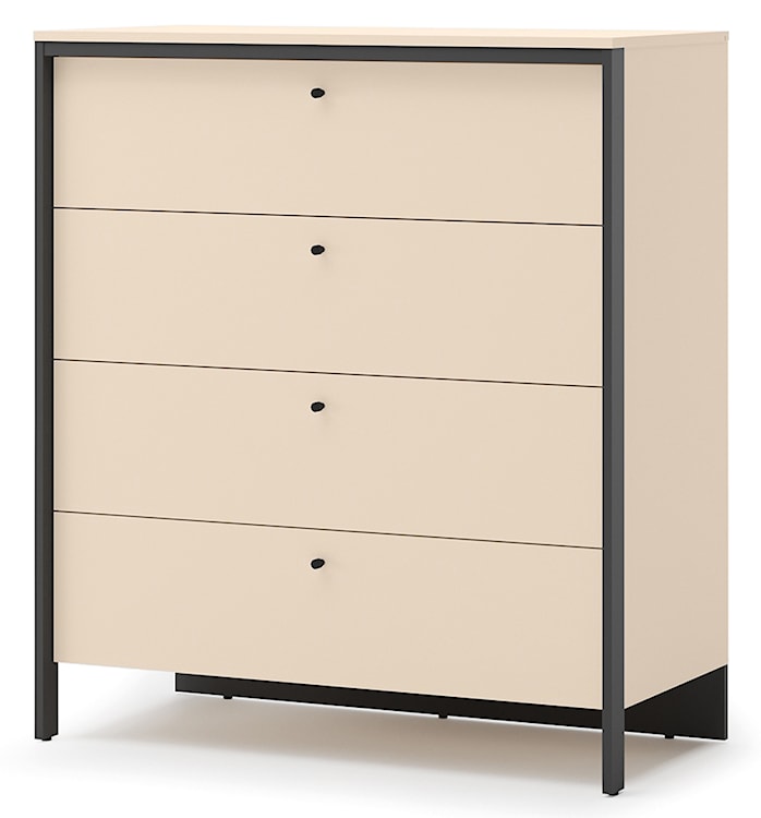 Komoda Enna z czterema szufladami i oświetleniem LED 101 cm beż piaskowy/czarna 