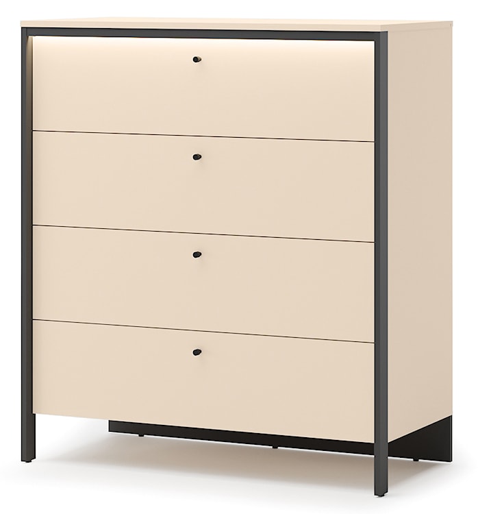 Komoda Enna z czterema szufladami i oświetleniem LED 101 cm beż piaskowy/czarna  - zdjęcie 4