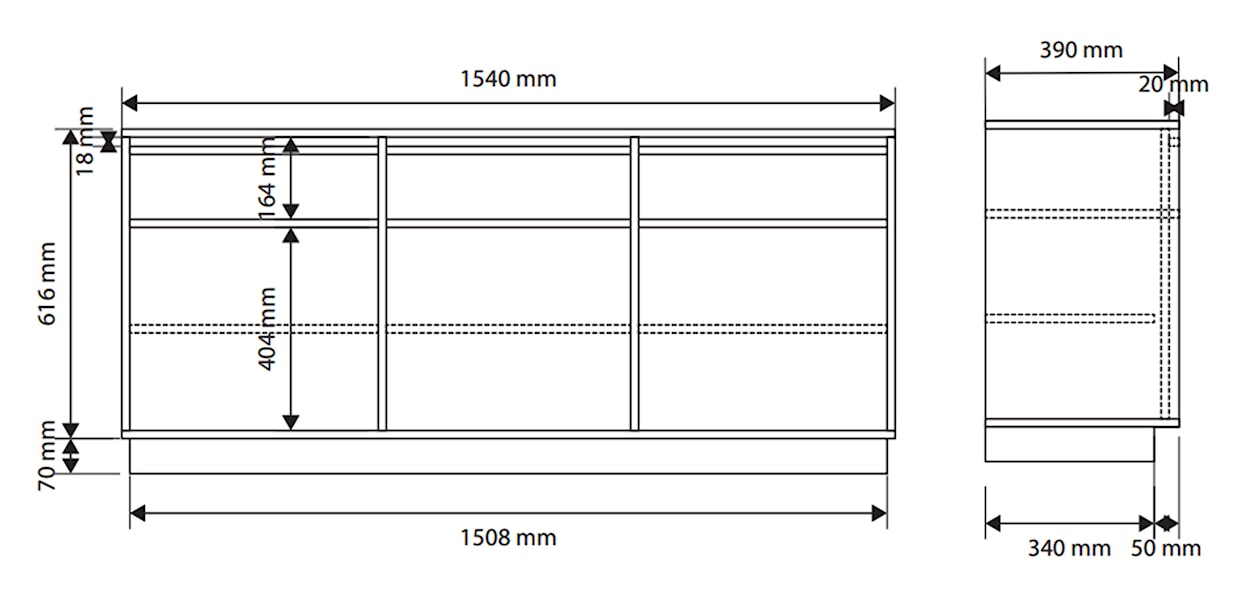 Komoda trzydrzwiowa Evo z szufladami 154 cm kaszmir na cokole  - zdjęcie 7