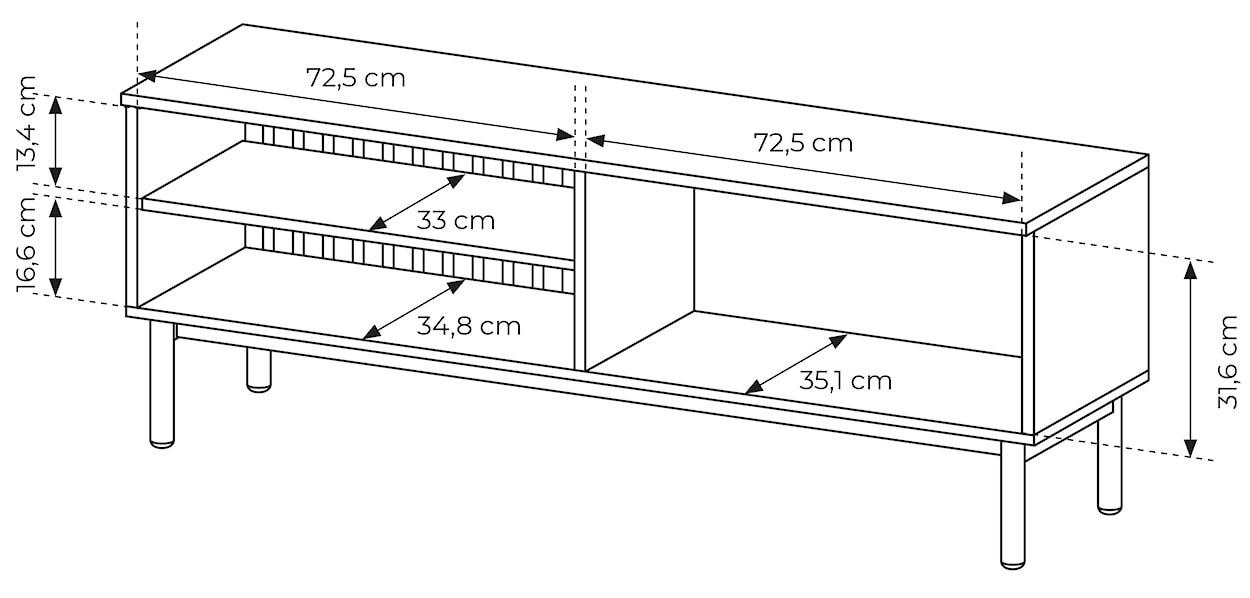 Szafka RTV Lang 150 cm z lamelami i oświetleniem LED czarny / dąb evoke  - zdjęcie 9