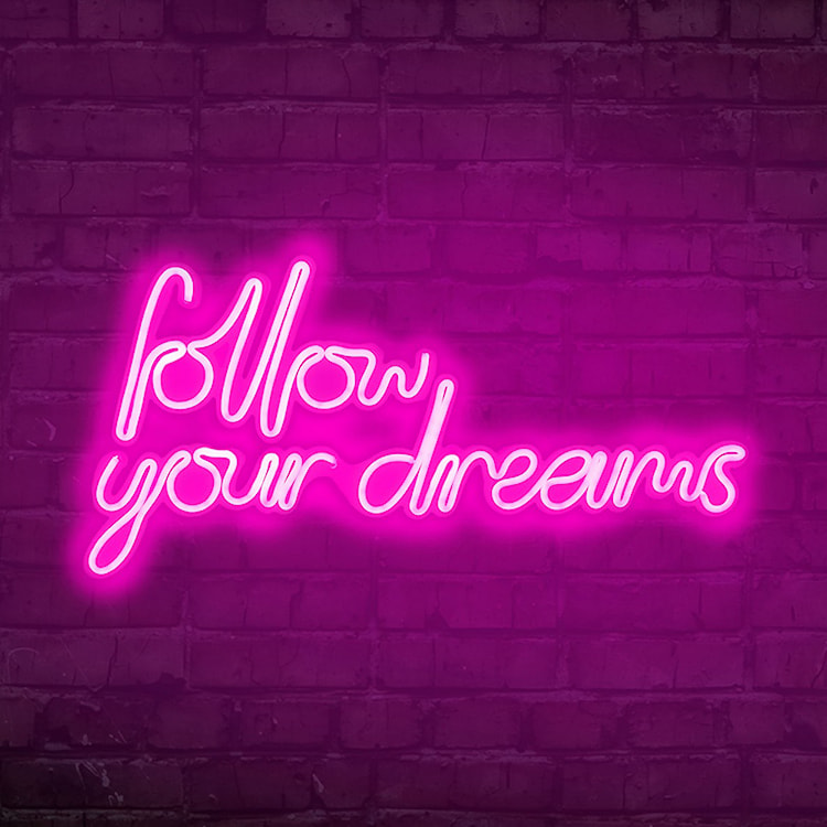 Neon na ścianę Letely z napisem Follow Your Dreams różowy  - zdjęcie 2