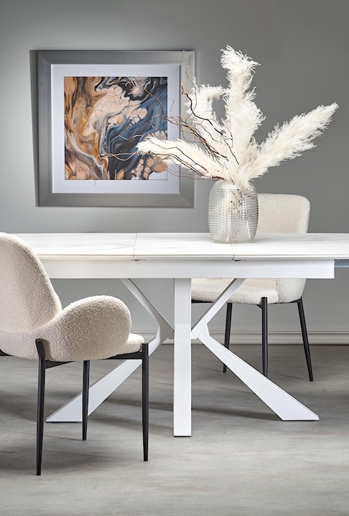 Krzesło tapicerowane Buxar kremowe - boucle  - zdjęcie 3