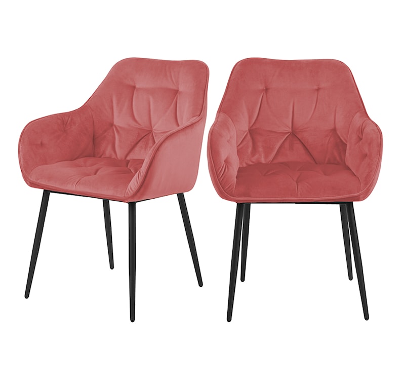 Krzesło tapicerowane z podłokietnikami Agamos koralowy welur na metalowych nóżkach  - zdjęcie 8