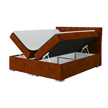 Łóżko kontynentalne 180x200 cm Sonnino z pojemnikami i topperem miedziane welur hydrofobowy
