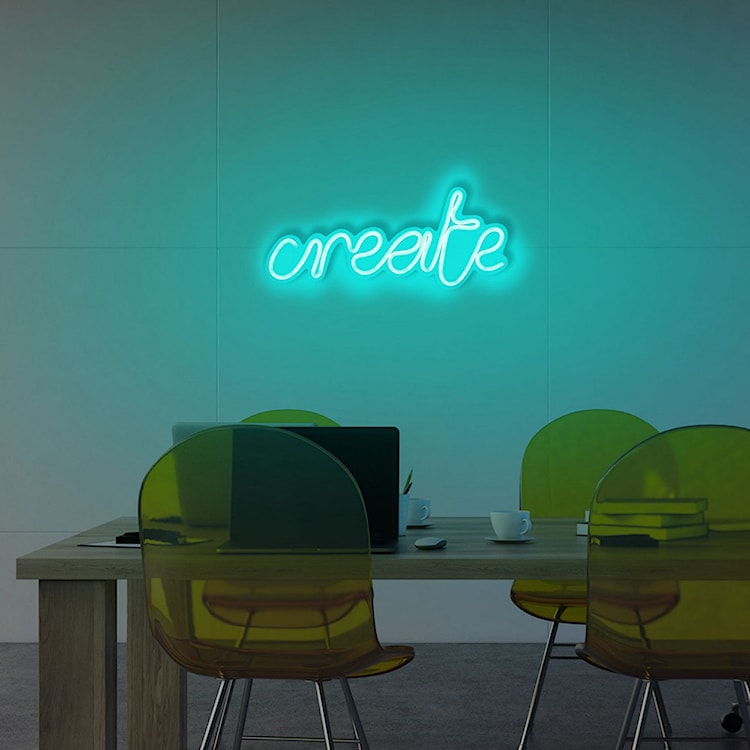 Neon na ścianę Letely z napisem Create niebieski  - zdjęcie 5