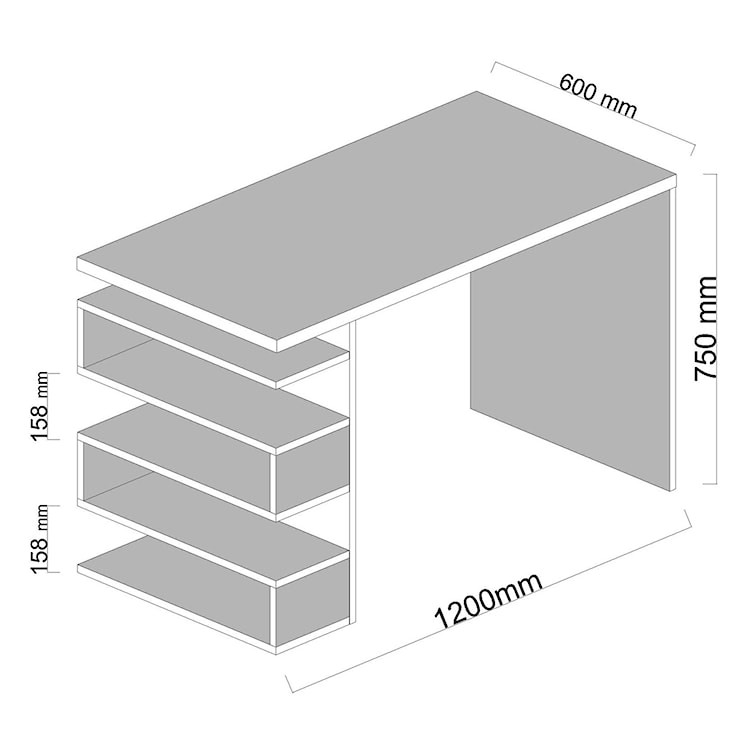 Biurko Taulo 120x60 cm z półką białe  - zdjęcie 4