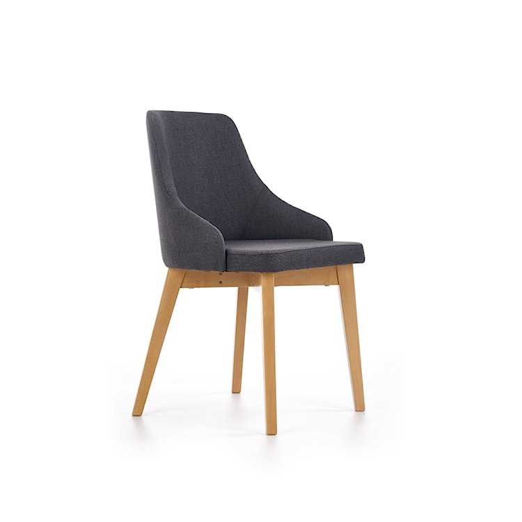 Krzesło tapicerowane Berlas ciemnoszare - dąb miodowy  - zdjęcie 3