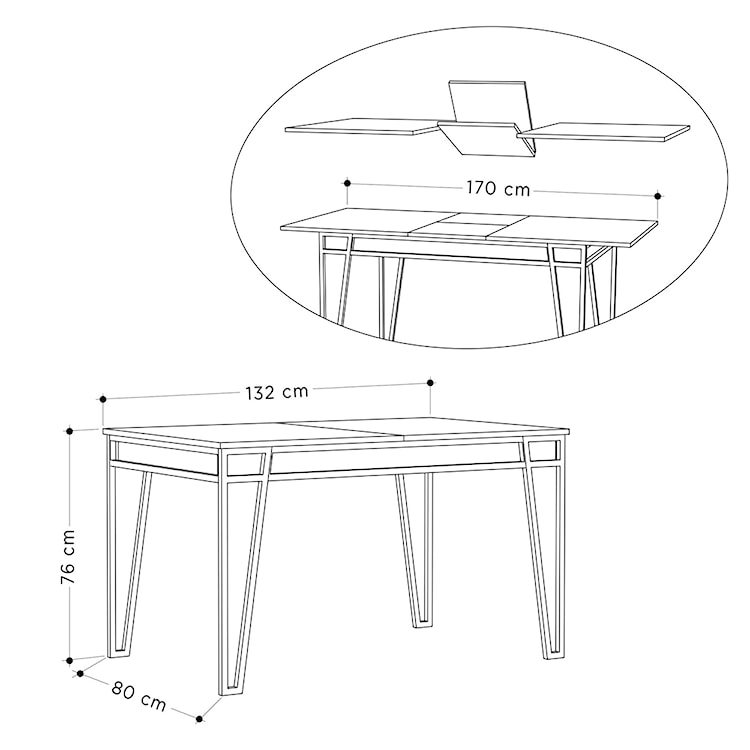 Stół rozkładany Privels 132-170x80 cm dąb  - zdjęcie 5
