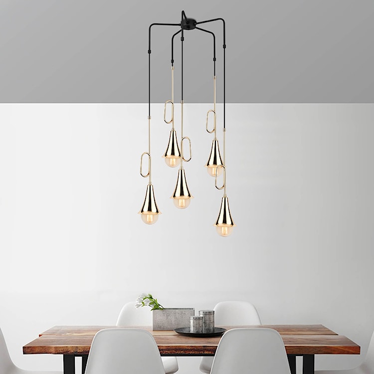 Lampa sufitowa Fiertsy x5 w kształcie trąbki z regulacją złota  - zdjęcie 3