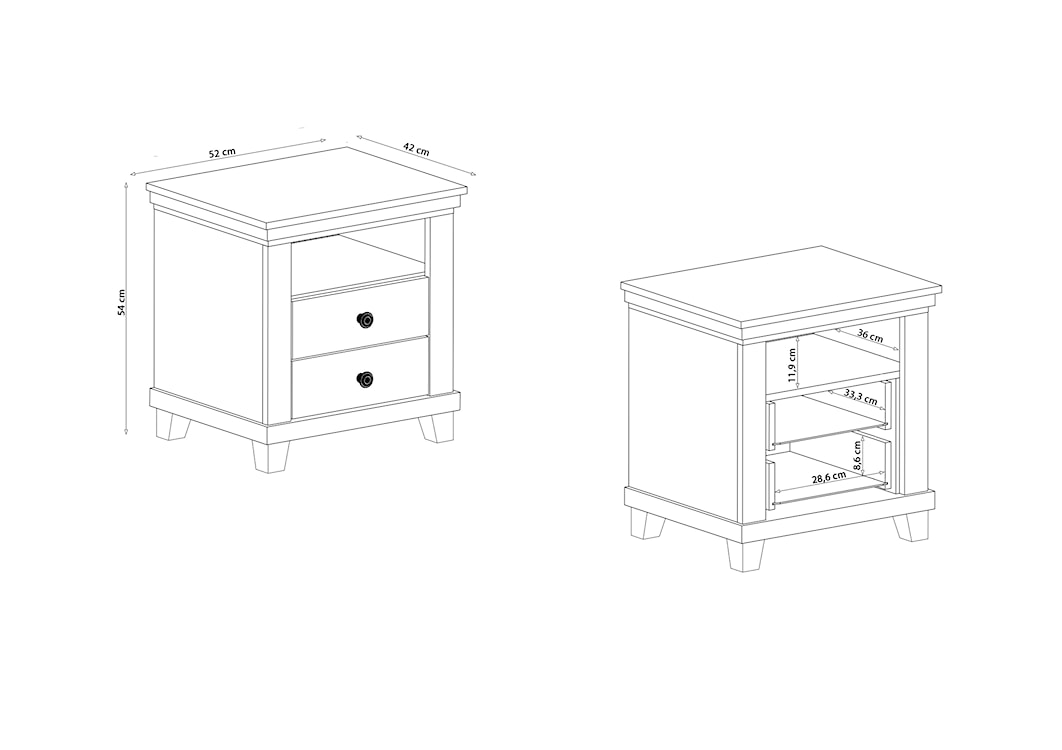 Szafka nocna Euglia z szufladami jesion Abisko z blatem dąb Lefkas  - zdjęcie 6