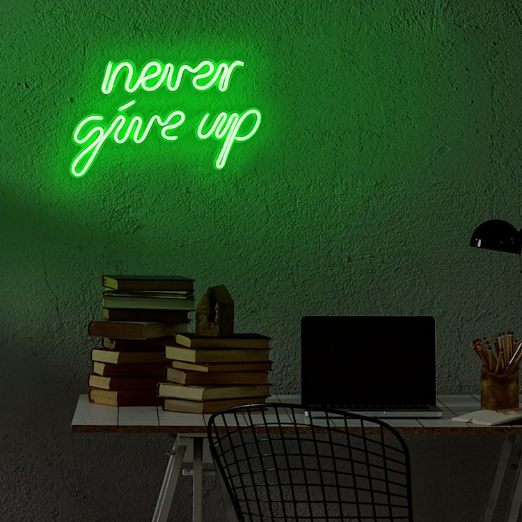 Neon na ścianę Letely z napisem Never Give Up zielony  - zdjęcie 4