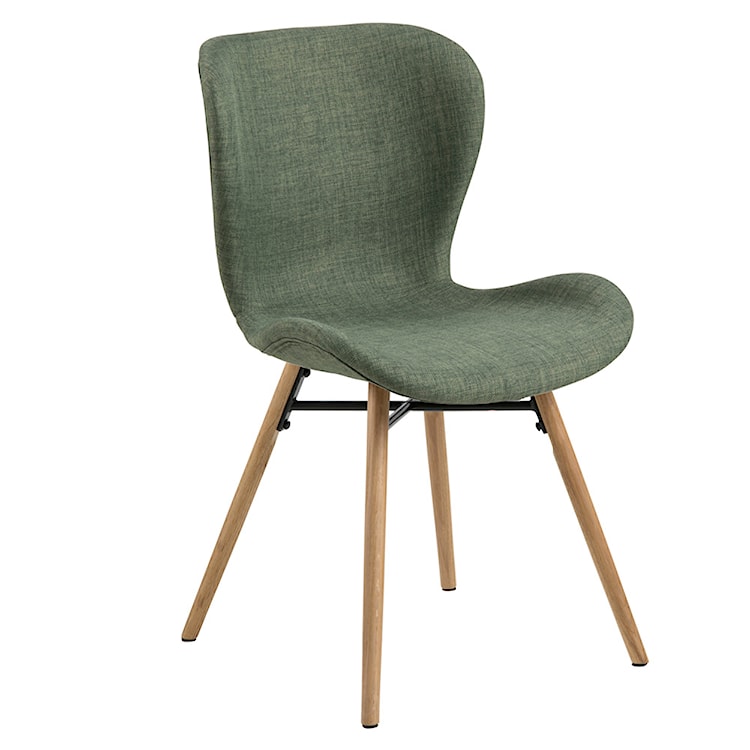 Krzesło tapicerowane Glena zielona tkanina na dębowych nóżkach