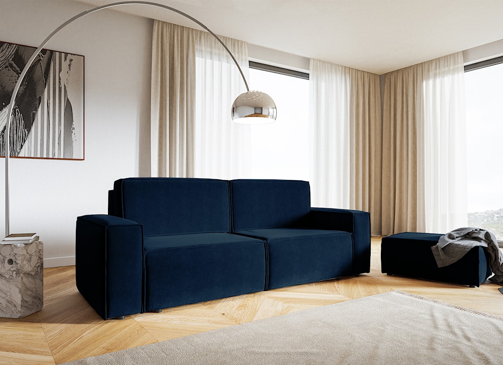 Pufa Copertino 65x90 cm granatowa welur hydrofobowy  - zdjęcie 2