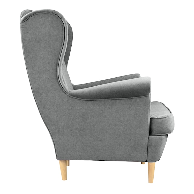 Fotel z podnóżkiem Malmo jasnoszary w tkaninie Easy Clean na bukowych nóżkach  - zdjęcie 2