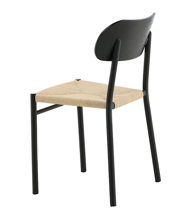 Krzesło drewniane Blimment plecione siedzisko beżowo/czarne  - zdjęcie 4