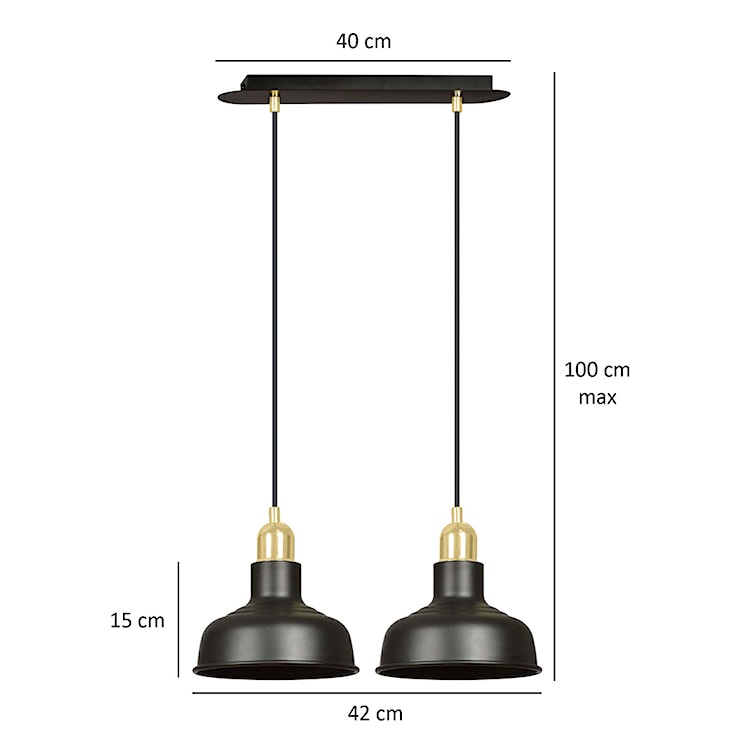 Lampa wisząca Ibere x2 42 cm czarna  - zdjęcie 8