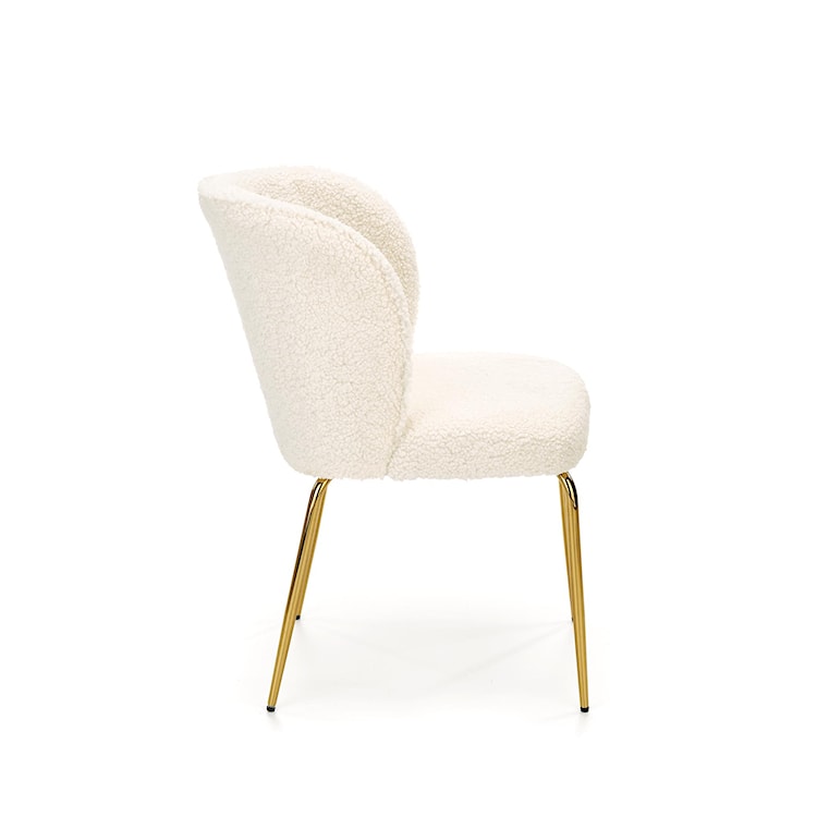 Krzesło tapicerowane Peyad tkanina beżowa bouclé na złotej podstawie  - zdjęcie 4
