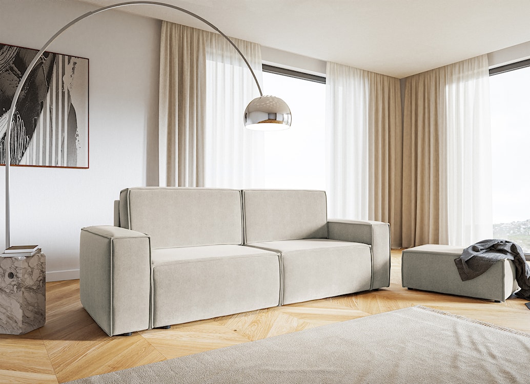 Pufa Copertino 65x90 cm jasnobeżowa welur hydrofobowy  - zdjęcie 2