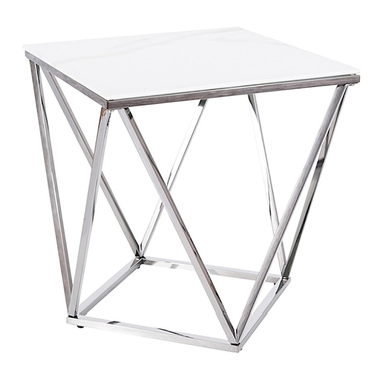 Stolik kawowy Morchi 50x50 cm srebrny z blatem imitującym marmur 