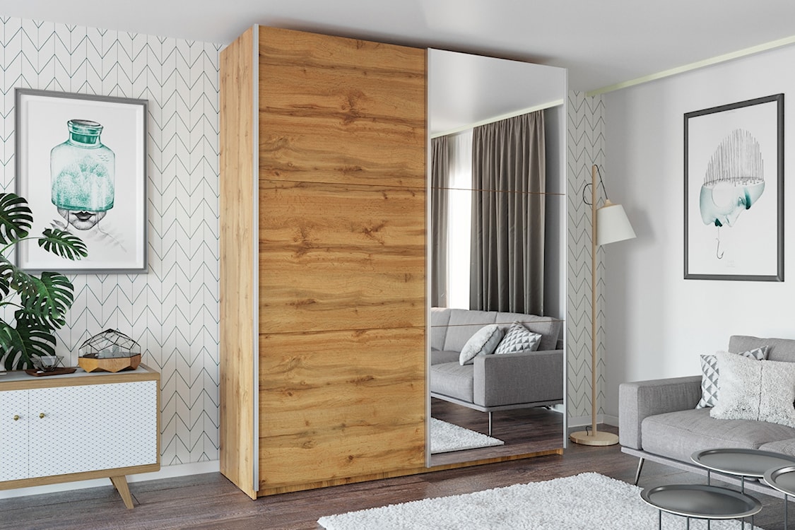 Szafa Rella 225 cm przesuwna z lustrem Platinum  - zdjęcie 2