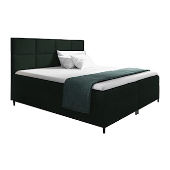 Łóżko kontynentalne Fremollo 160x200 z dwoma pojemnikami, materacem i topperem ciemnozielone