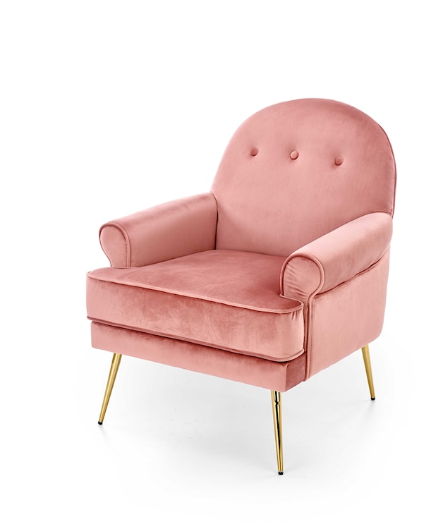 Fotel wypoczynkowy Nostame velvet różowy - złote nóżki 