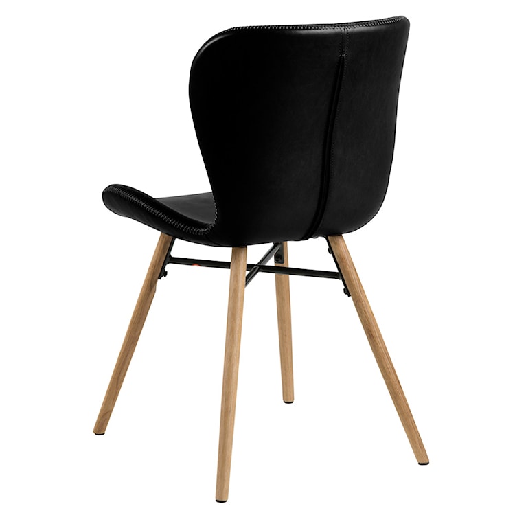 Krzesło tapicerowane Glena czarna ekoskóra na dębowych nóżkach  - zdjęcie 5