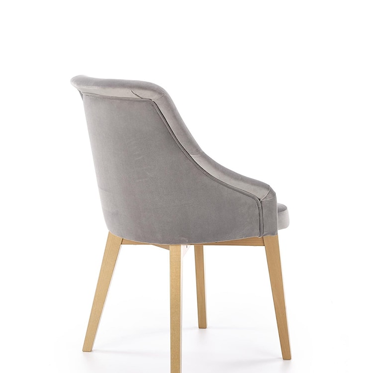Krzesło tapicerowane Berlas szary velvet - dąb miodowy  - zdjęcie 4