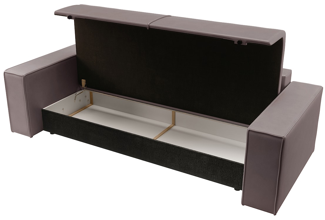 Kanapa rozkładana trzyosobowa Farese Cuero z pojemnikiem ciemnobeżowa ekoskóra łatwoczyszcząca  - zdjęcie 5