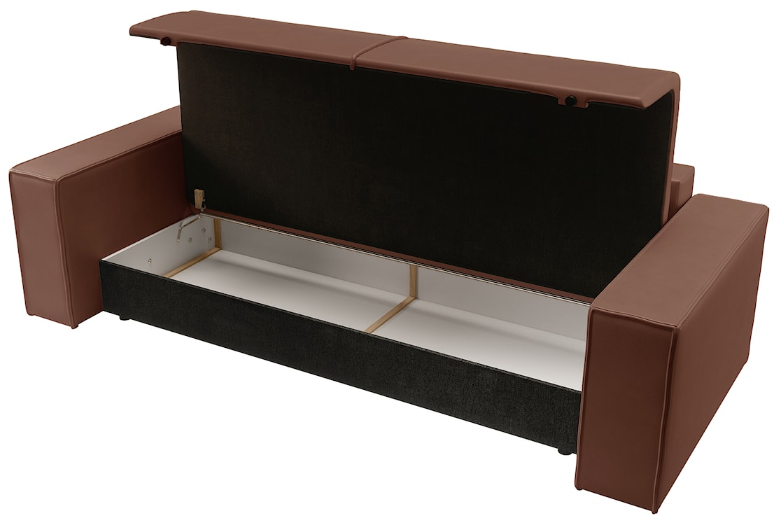 Kanapa rozkładana trzyosobowa Farese Cuero z pojemnikiem brązowa ekoskóra łatwoczyszcząca  - zdjęcie 5