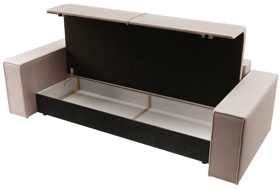 Kanapa rozkładana trzyosobowa Farese Cuero z pojemnikiem beżowa ekoskóra łatwoczyszcząca  - zdjęcie 5